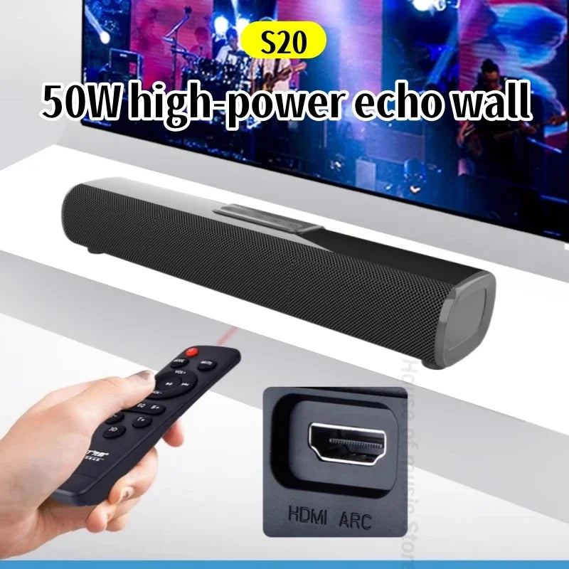 HiFi Surround Sound System Home Theater 3D Stereo Super Bass TV Soundbar Support USB HDMI/RCA Optical Input BT Speaker for PC TV