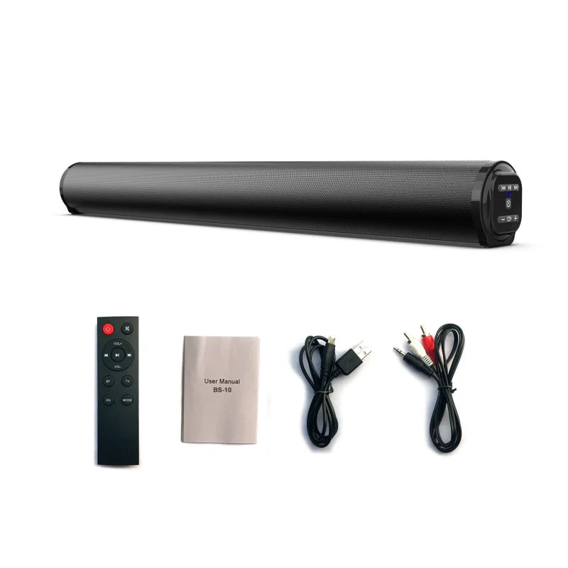 BS-10 5.0 Sound Blaster Soundbar Metal Cylinder Remote Control Home Theater Echo Wall Sound System Suitable for Computers FM/TWS