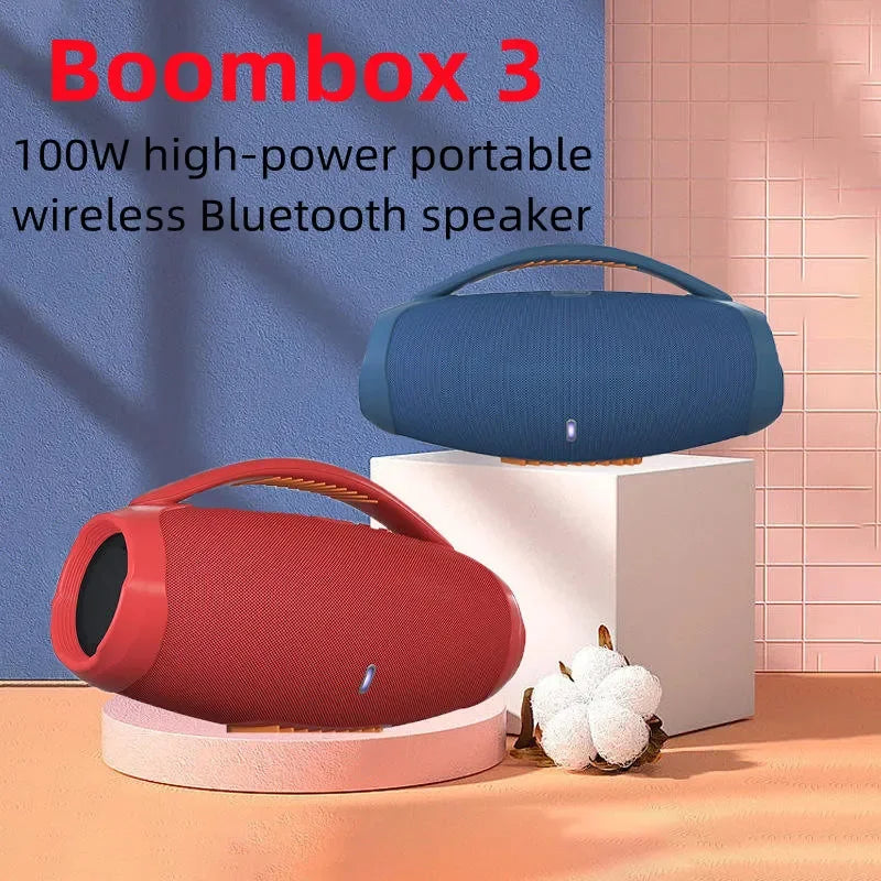 100W High-Power Boombox 3 Wireless Bluetooth Speaker Portable Outdoor Subwoofer RGB Stereo TWS Home Speaker Supports TF/AUX/USB