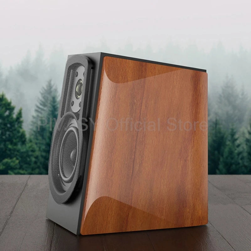 4 Inch Bluetooth Speaker Active Sound Box Surround Sound Speaker Home Theater High Fidelity Speaker Wooden Desktop Speaker