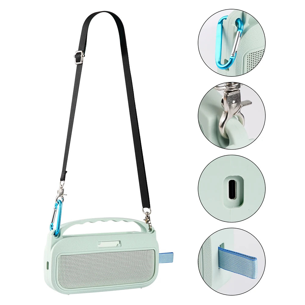 Silicone Cover Case With Handle & Shoulder Strap Travel Protective Carrying Pouch for Bose SoundLink Flex 2nd Gen Accessories