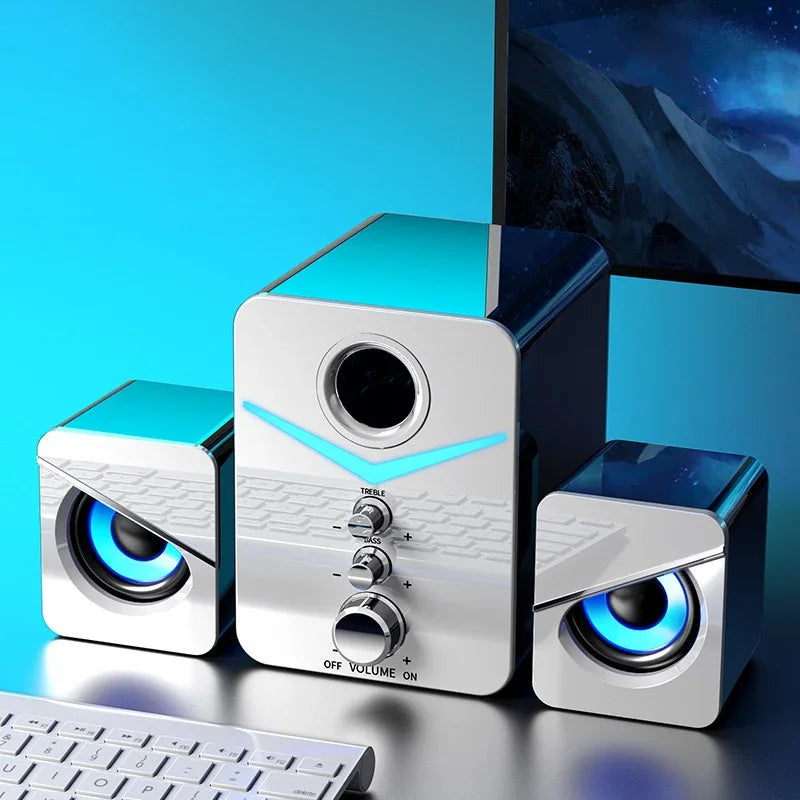 Bluetooth Audio Home Theater Speakers HIFI 3D Stereo TV Sound Bar Colorful LED Light Heavy Bass AUX USB Wired Wireless Surround