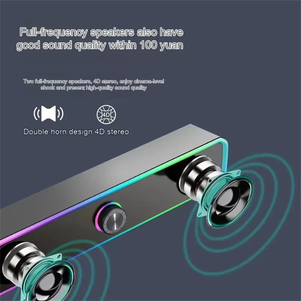 Bluetooth Speaker 4D Surround Soundbar Box Wired Computer Speakers Stereo Subwoofer Sound Bar for Laptop PC Theater TV Aux