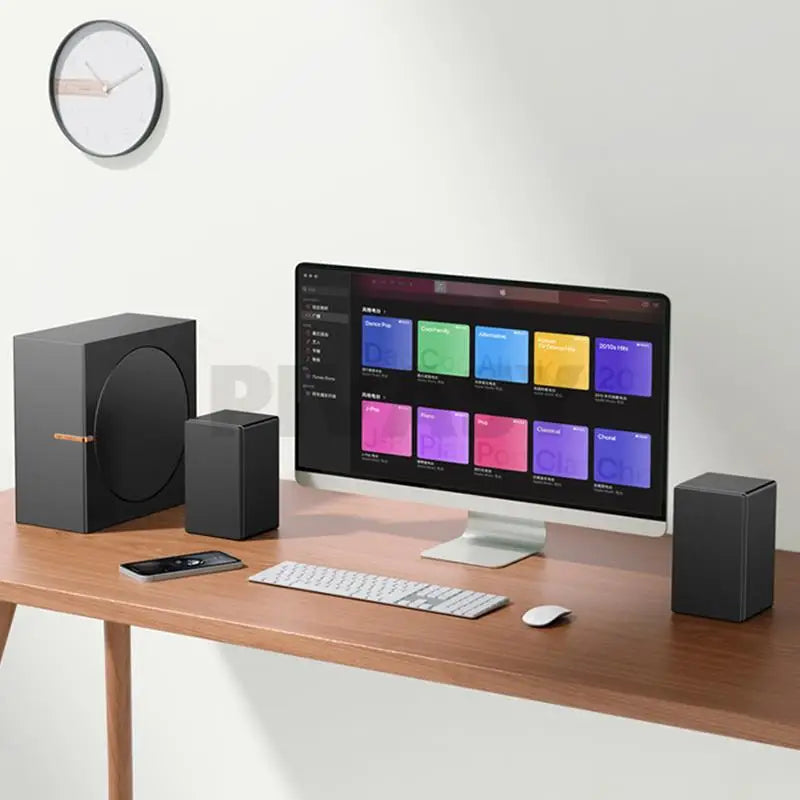 8 Inch High Power Wooden Bass Speaker Full-Range Subwoofer Bluetooth Speaker 2.1 Active Speaker for Computer TV Home Desktop Set