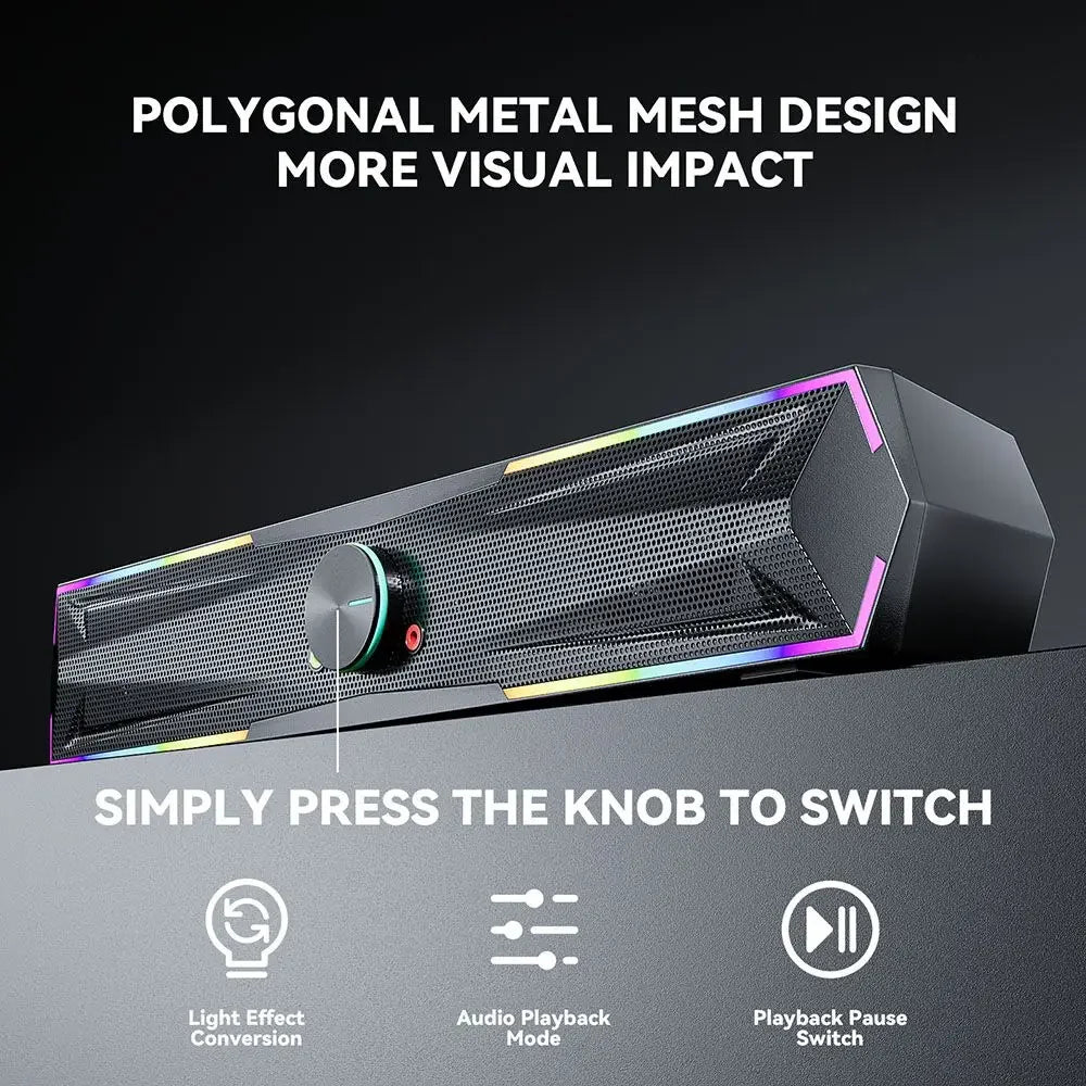 3D Computer Speakers Bluetooth 5.0 Wired Loudspeaker Surround Soundbar Speaker Stereo Subwoofer Sound Bar for Laptop Notebook PC