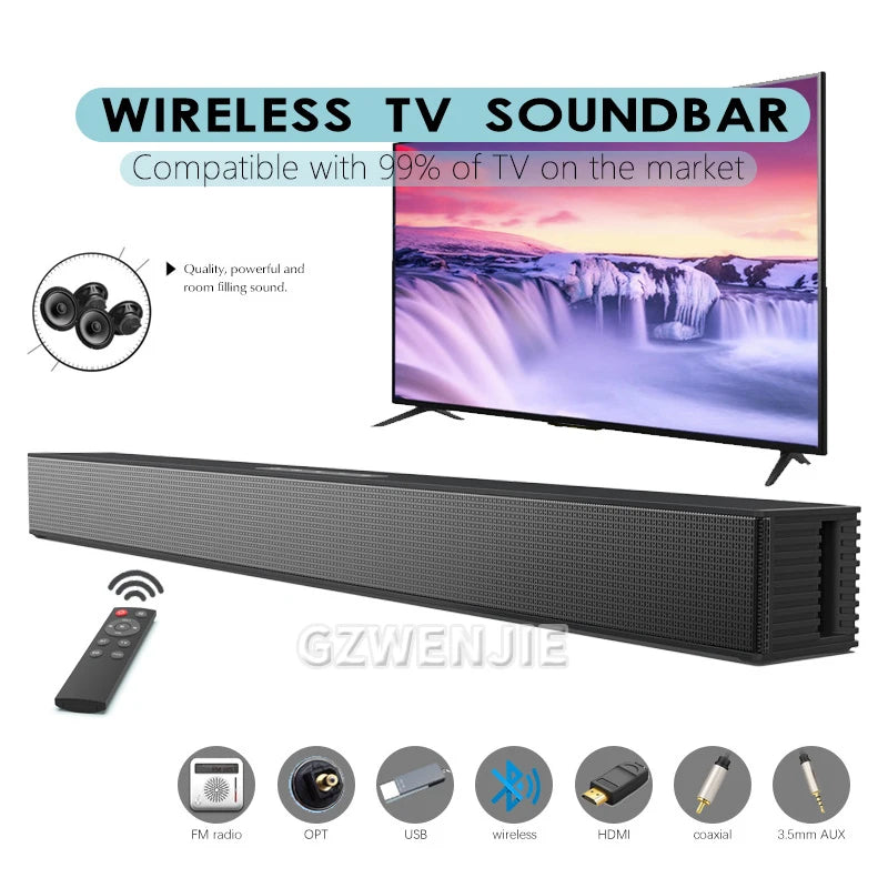 40W Soundbar for TV With Subwoofer Home Theater Multi Function Speaker Optical HDMI Coaxial AUX Wall Mounted Bluetooth Sound Bar