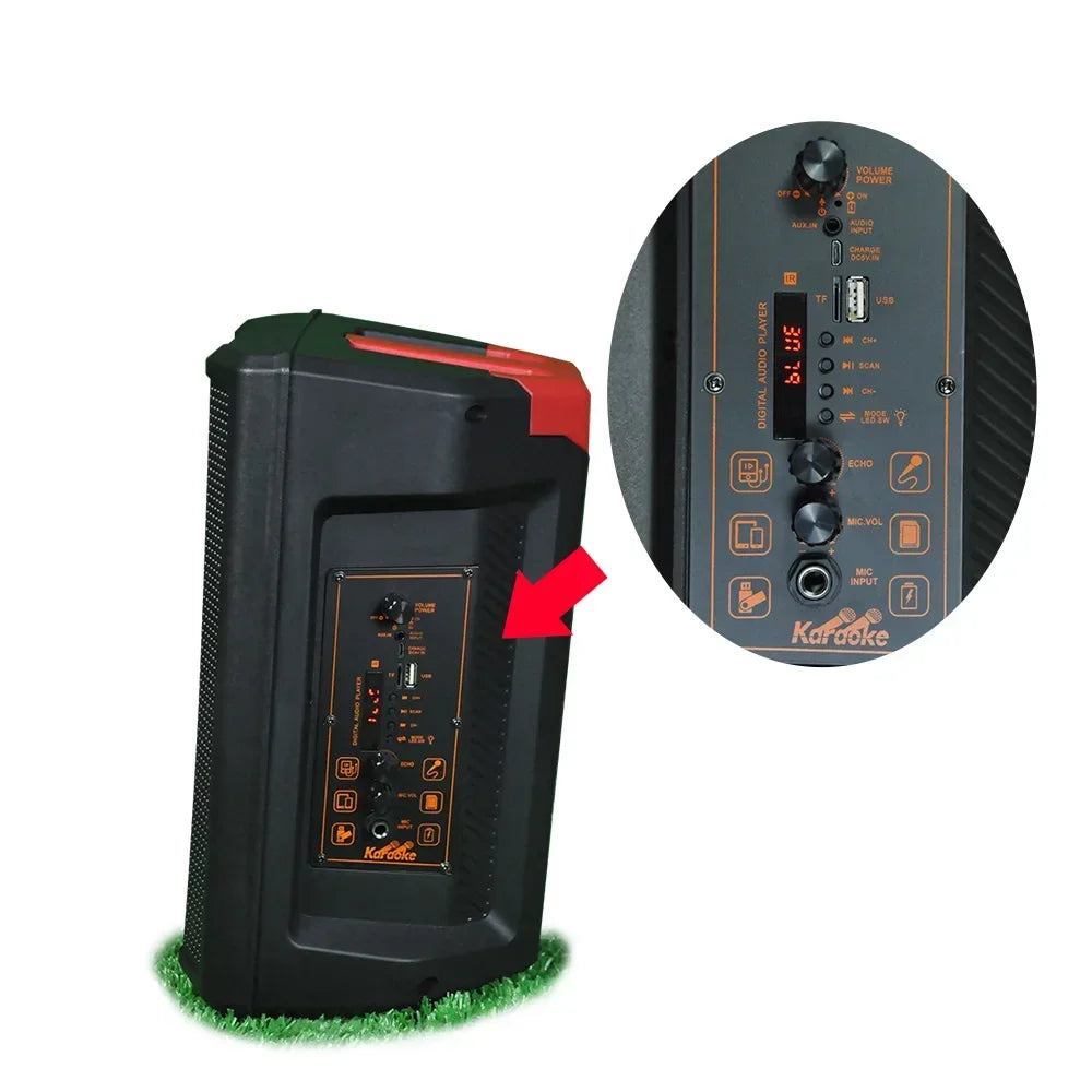 10W Bluetooth Speaker 8 Inch Portable Sound Box Subwoofer Wireless Fm Radio 3D Stereo Karaoke Column Support Remote Control Mic