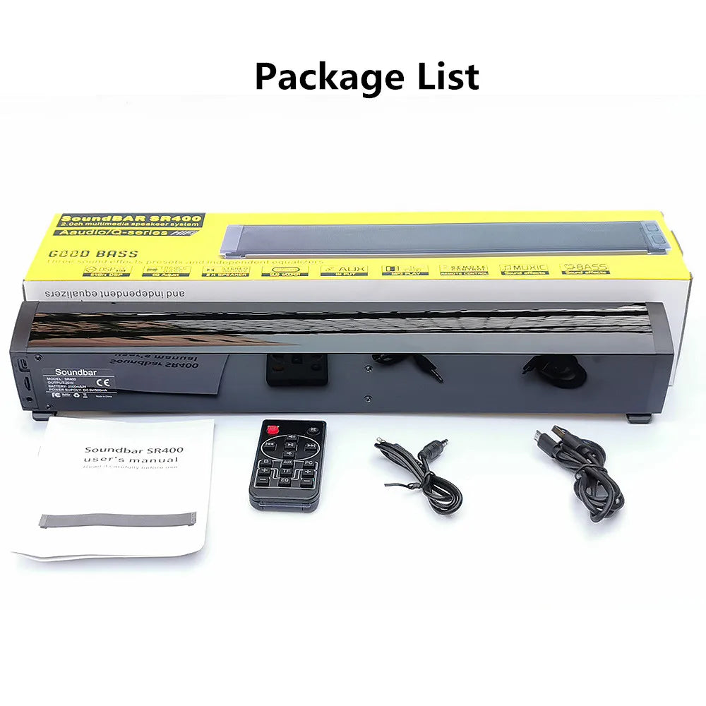 HYASIA 20W Portable Soundbar Bluetooth CP TV Speaker Wireless Stereo TF Subwoofer Column 2 Sound Effects QE Treble/Bass Adjust