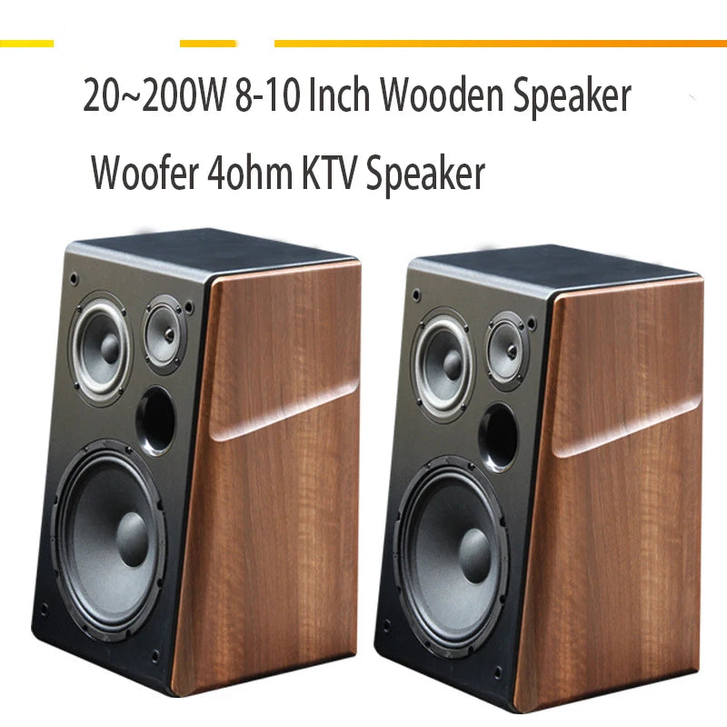200W 8/10 Inch Wooden Speaker Woofer 4ohm KTV Speaker Treble Home Singing Audio Home Fever Passive Speaker Bookshelf Speaker