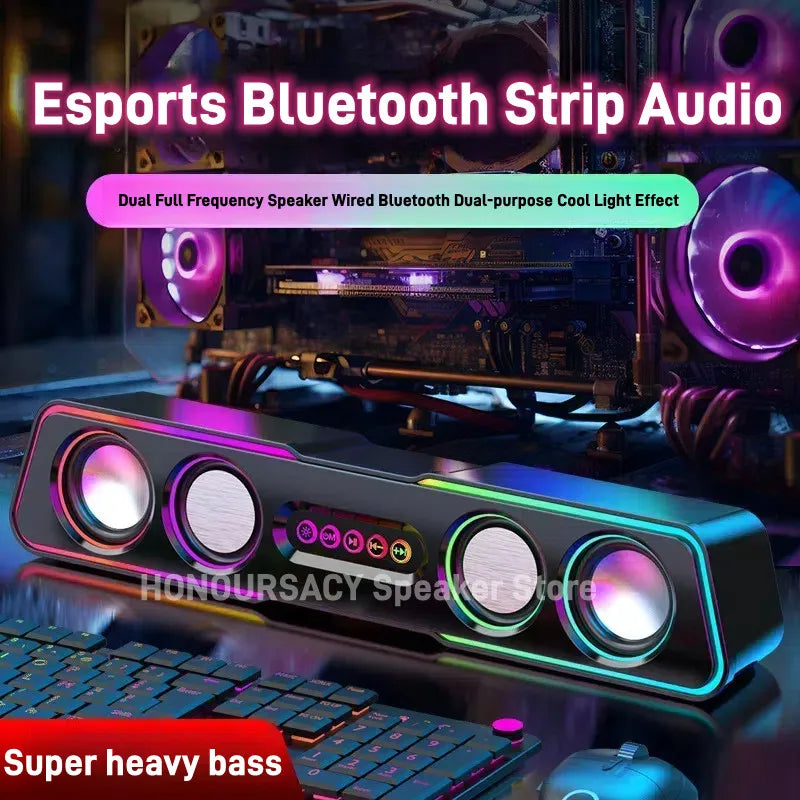 Caixa De Som Computer Speakers Dynamic RGB PC Gaming Speakers Soundbar for Desktop Sound Bar Subwoofer Bluetooth for Laptop AUX