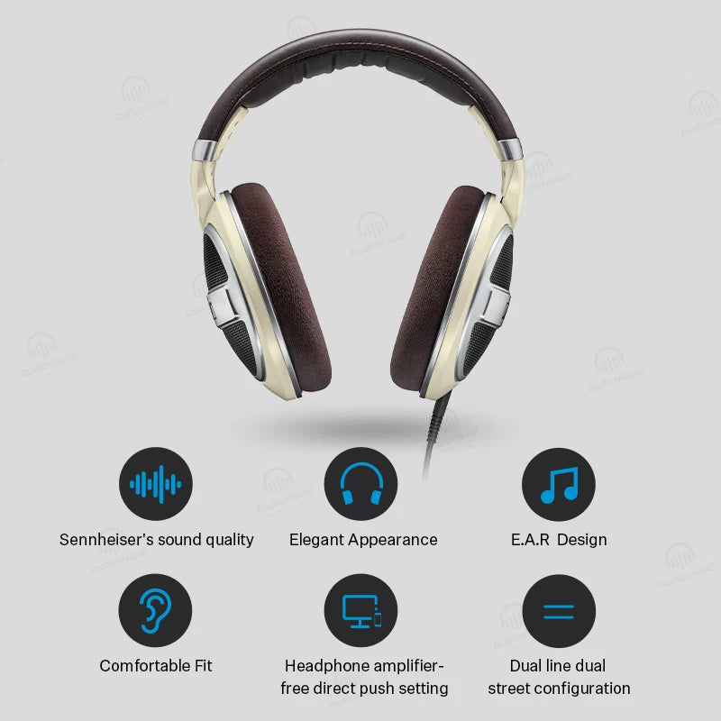 Sennheiser HD 599 Open-Back Stereo Around Ear Headphones Earcups Detachable Cable Wired Headphones With E.A.R Design Style