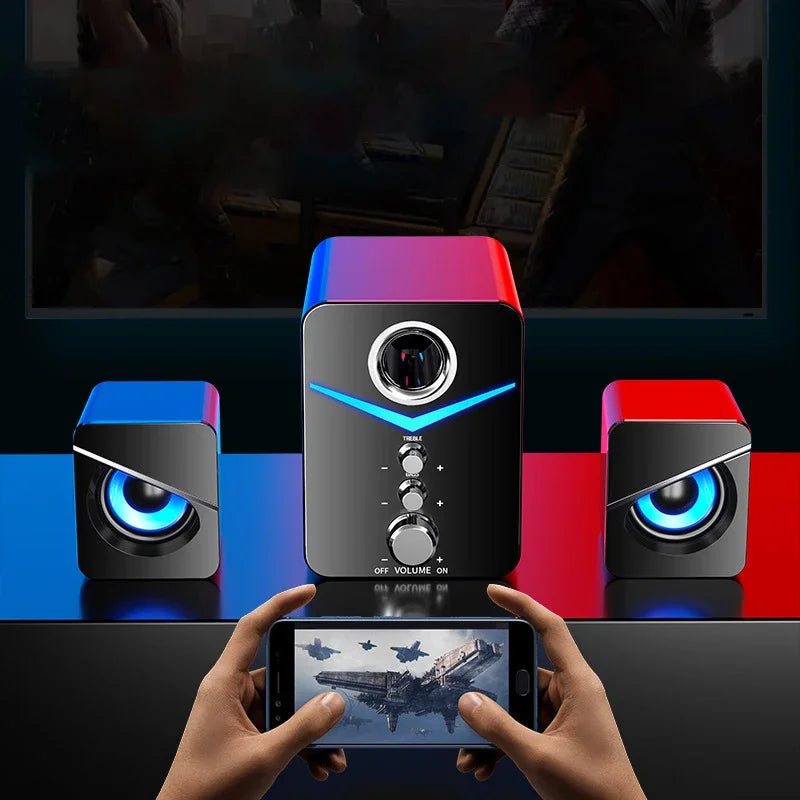 Bluetooth Audio Home Theater Speakers HIFI 3D Stereo TV Sound Bar Colorful LED Light Heavy Bass AUX USB Wired Wireless Surround