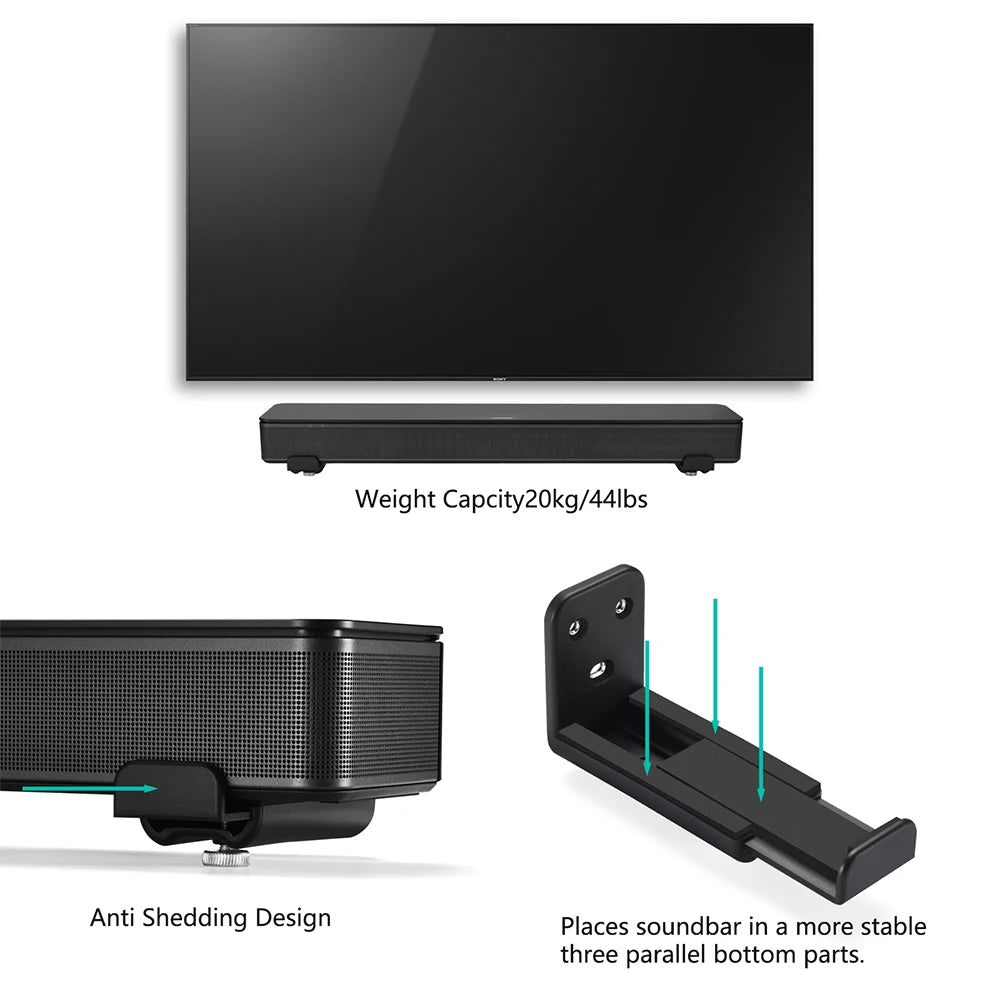 Soundbar Speaker Wall Holder Universal Sound Bar Under TV Mount Drywall Sound Bar Wall Bracket for Samsung Vizio LG for Bose