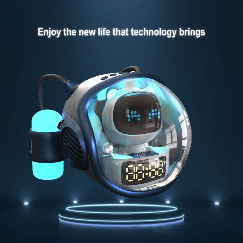 Smart Wireless Bluetooth Audio Space Astronaut Home TF Card FM Clock AI TWS Speaker Intercom Alarm Clock Atmosphere Light