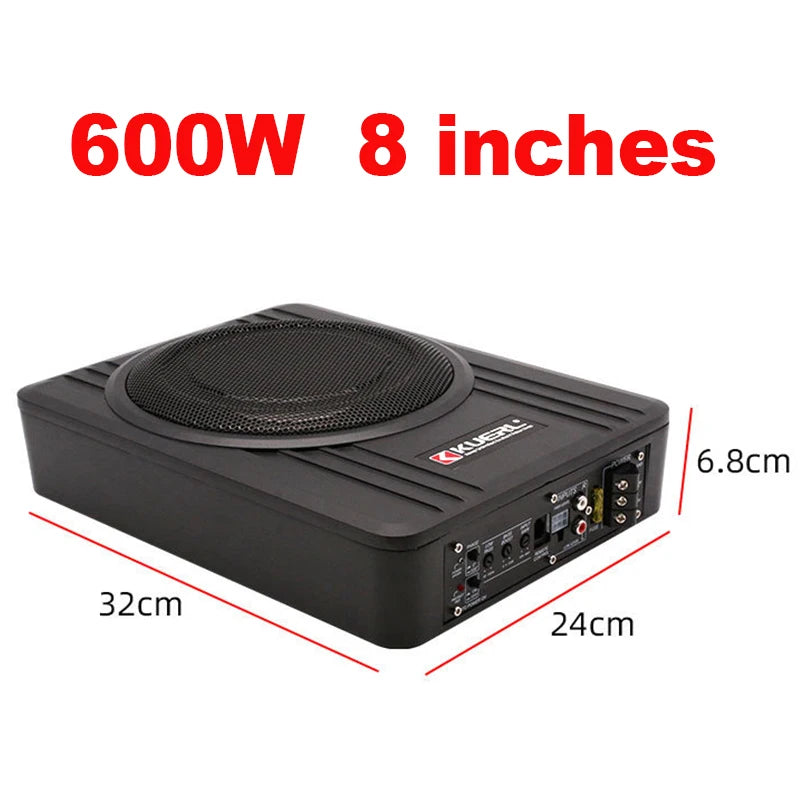 8/10Inch CarSubwoofer Audio 600W High-Power Aluminum Alloy Speaker Underseat Woofer Modification Ultra-Thin Amplified Subwoofer