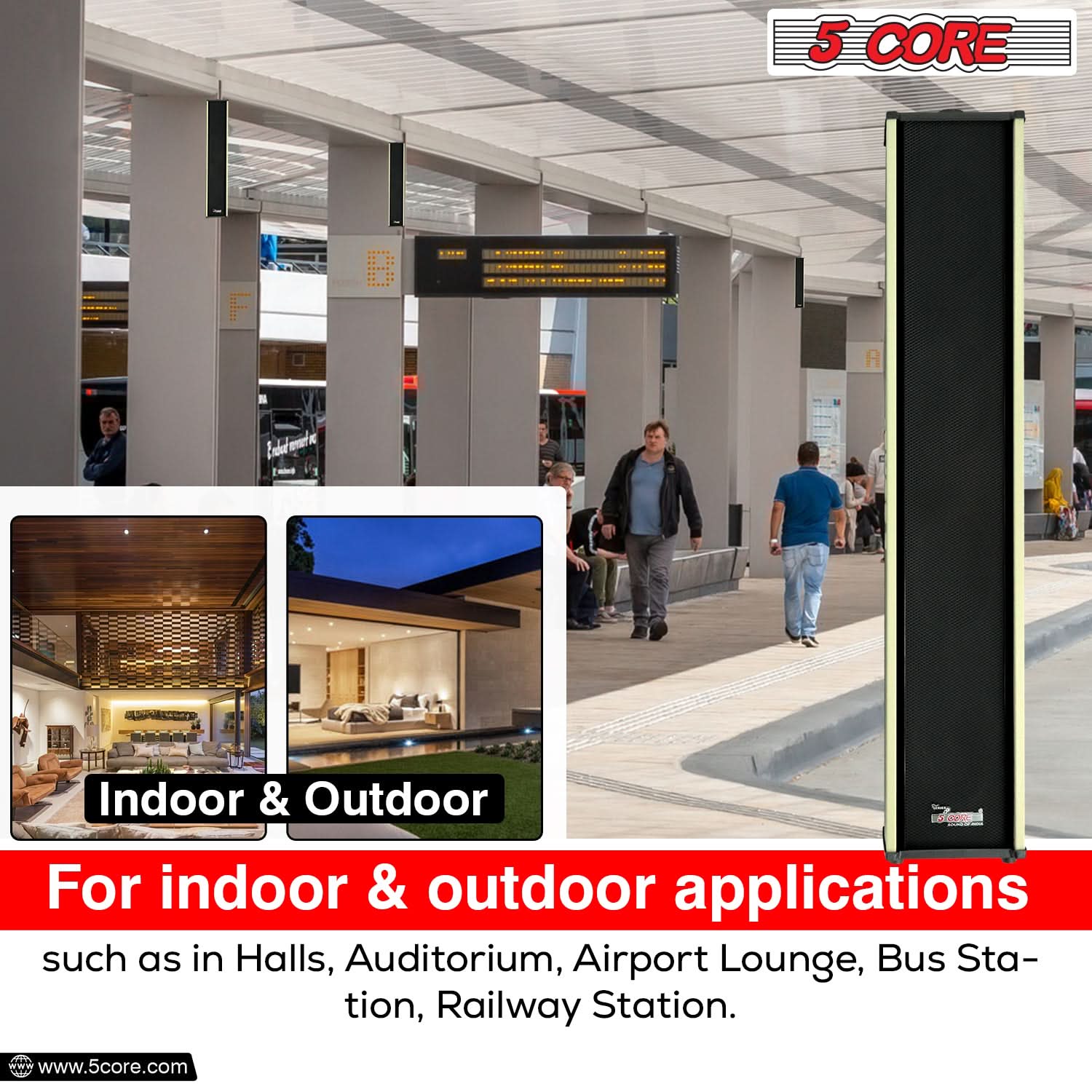 5Core Outdoor Speakers Stereo In Wall 300W Peak Passive Home Audio