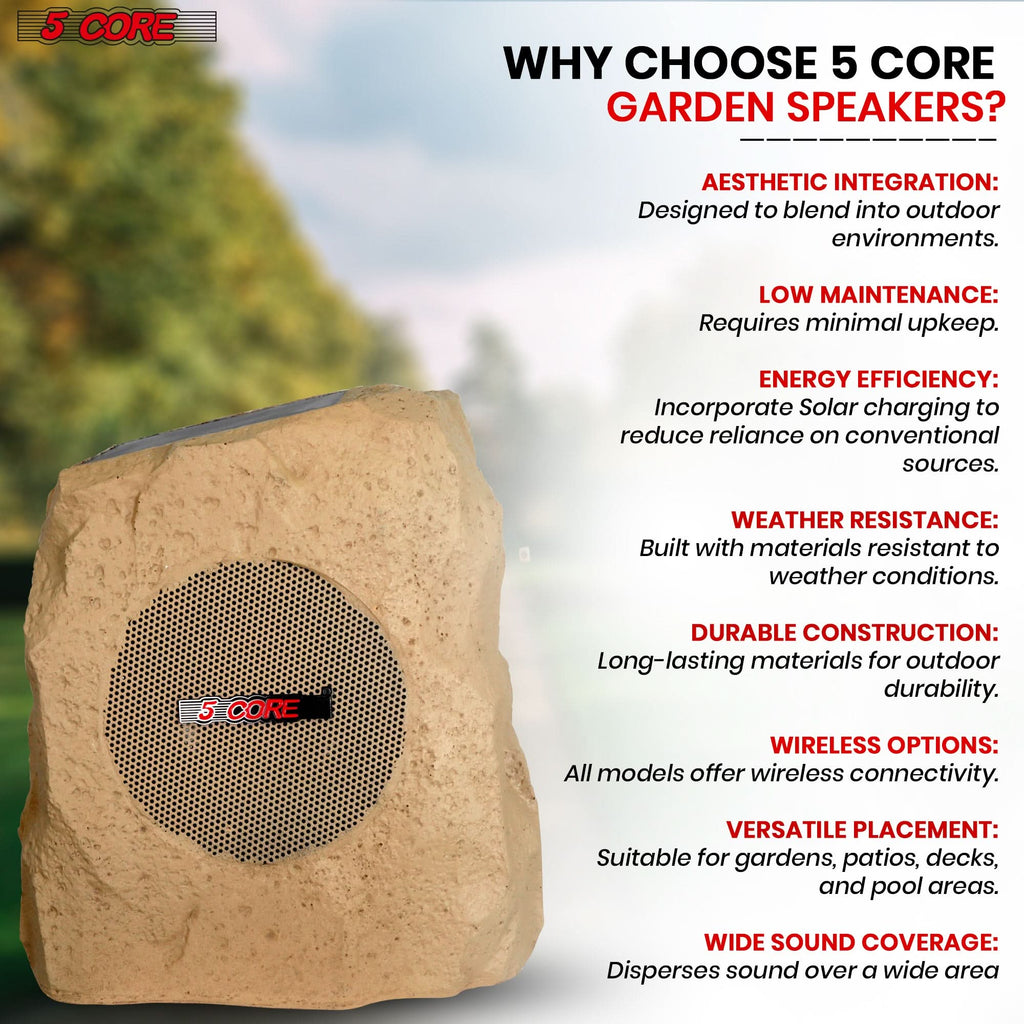 5Core Outdoor Wireless Speakers Bluetooth Rock Waterproof Linkable TWS