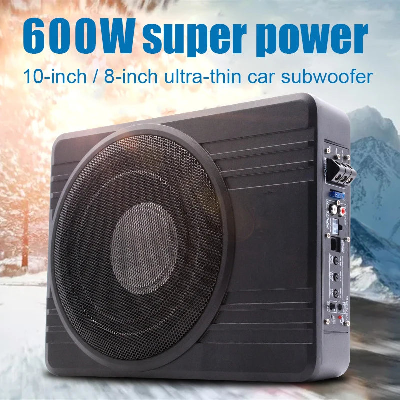 8/10Inch CarSubwoofer Audio 600W High-Power Aluminum Alloy Speaker Underseat Woofer Modification Ultra-Thin Amplified Subwoofer