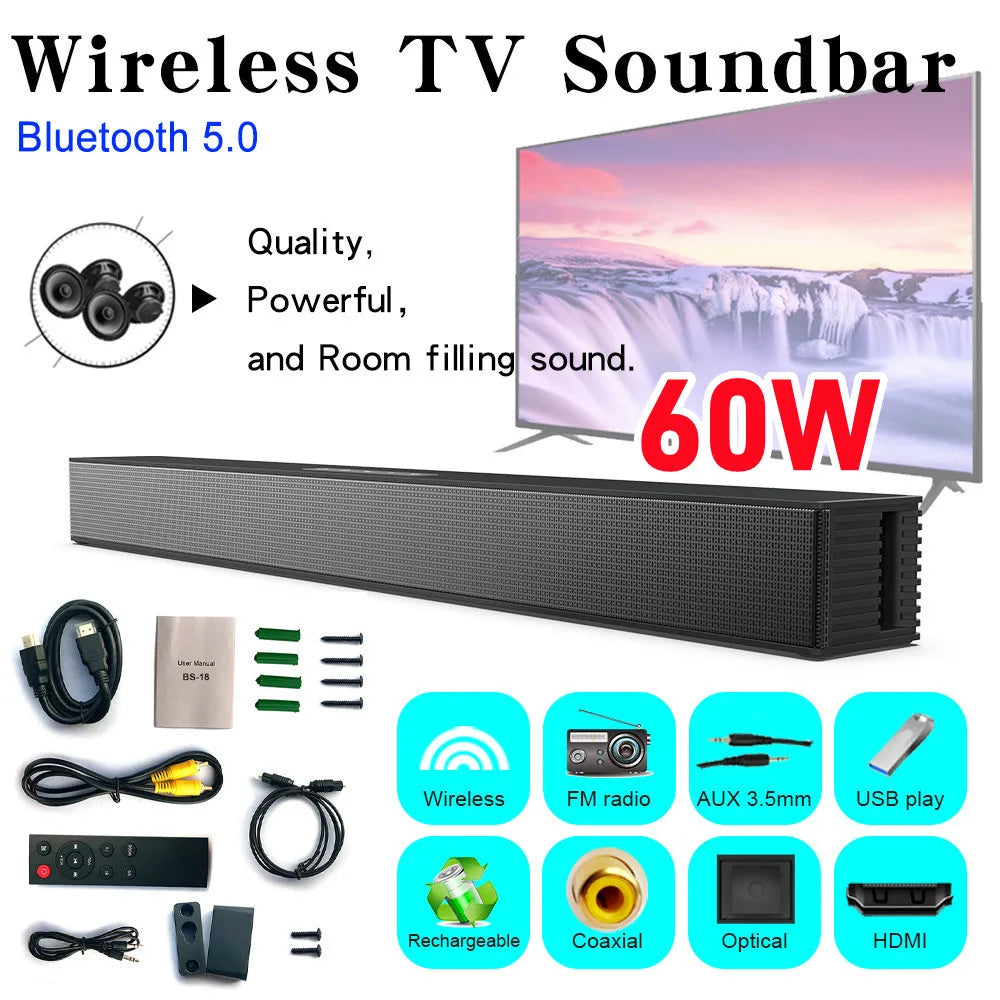 TV Soundbar HiFi Speaker Home Theater Sound Bar Bluetooth-Compatible Speaker Support Optical HDMI-compatible for SAMSUNG SONY TV
