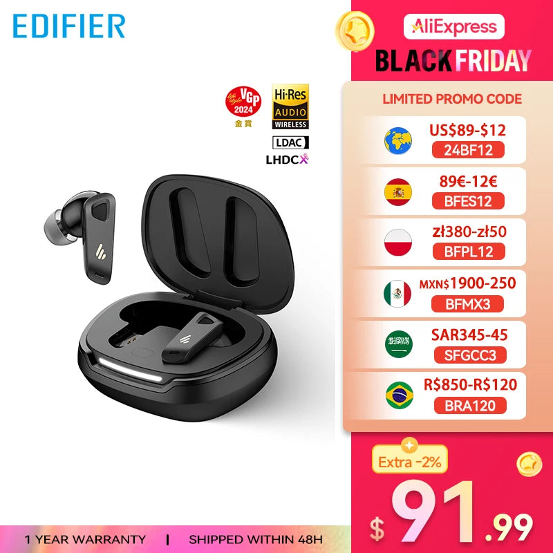 [World Premiere] Edifier Neobuds Pro 2 -50dB Active Noise Cancellation TWS Bluetooth Earphones LDAC Hi-Res Audio 8-Mic ENC