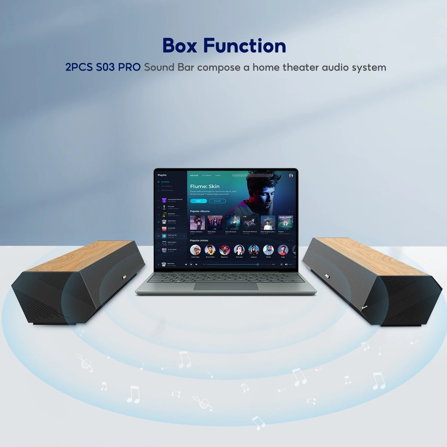 AIYIMA S03 Pro TV Sound Bar Power 160W Bluetooth Wood Grain Surround Soundbar Home Sound Theater TV HIFI Speaker Subwoofer