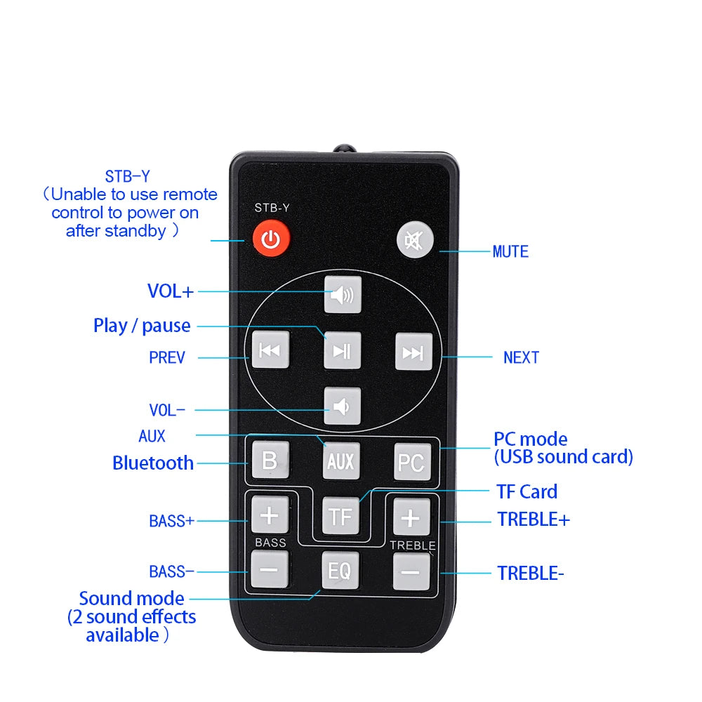 HYASIA 20W Portable Soundbar Bluetooth CP TV Speaker Wireless Stereo TF Subwoofer Column 2 Sound Effects QE Treble/Bass Adjust