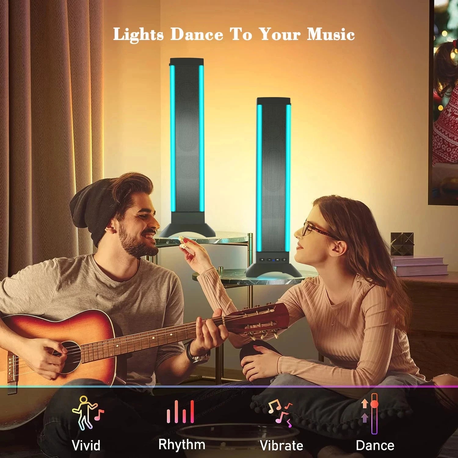 25in Sound Bars for TV Home Theater, Dual Subwoofers & 4 Speakers, 3D Stereo Surround Bluetooth System, Foldable Split Wireless