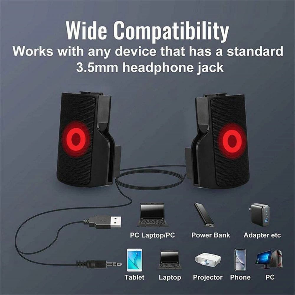 Mini Portable USB Stereo Speakers Line Controller Soundbar Laptop Sound Bar for Laptop Mp3 Phone Music Player PC With Clip