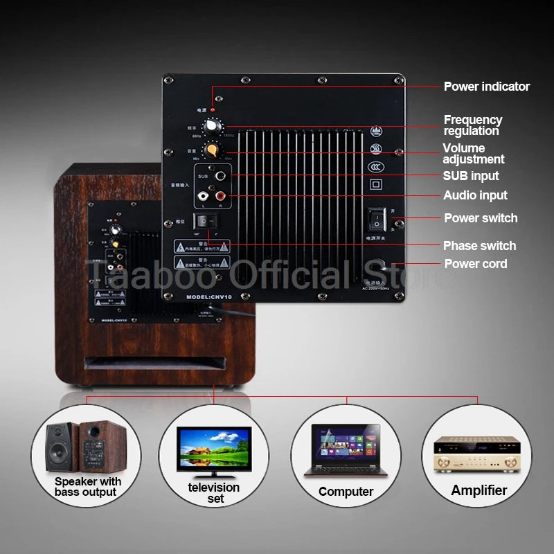 12 Inch Passive Subwoofer Speaker Long Stroke HiFi Fever Subwoofer Wooden Front High Fidelity Home Theater Amplifier Sound Box