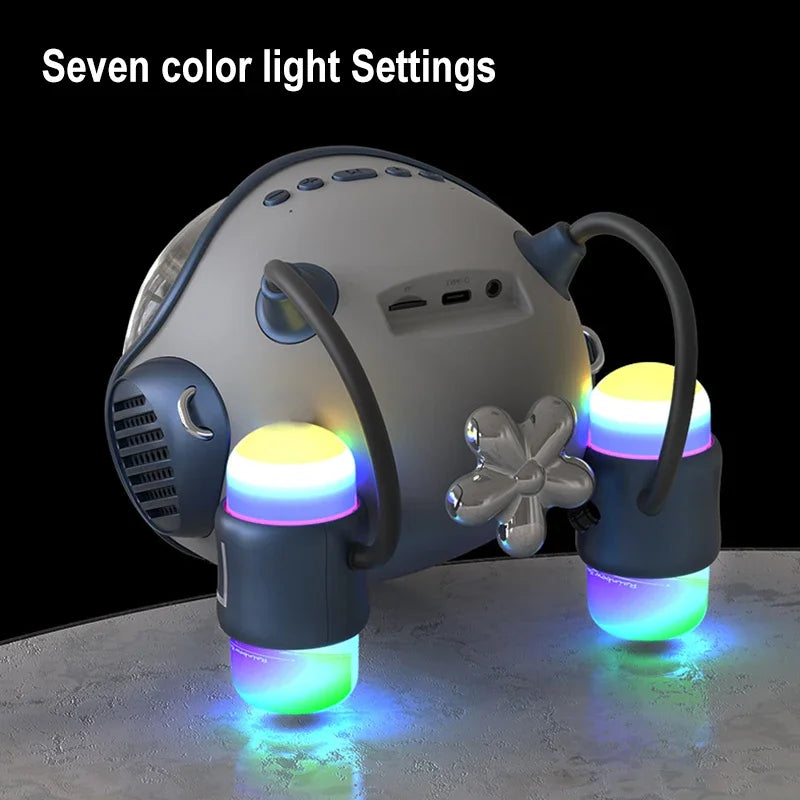 Smart Wireless Bluetooth Audio Space Astronaut Home TF Card FM Clock AI TWS Speaker Intercom Alarm Clock Atmosphere Light