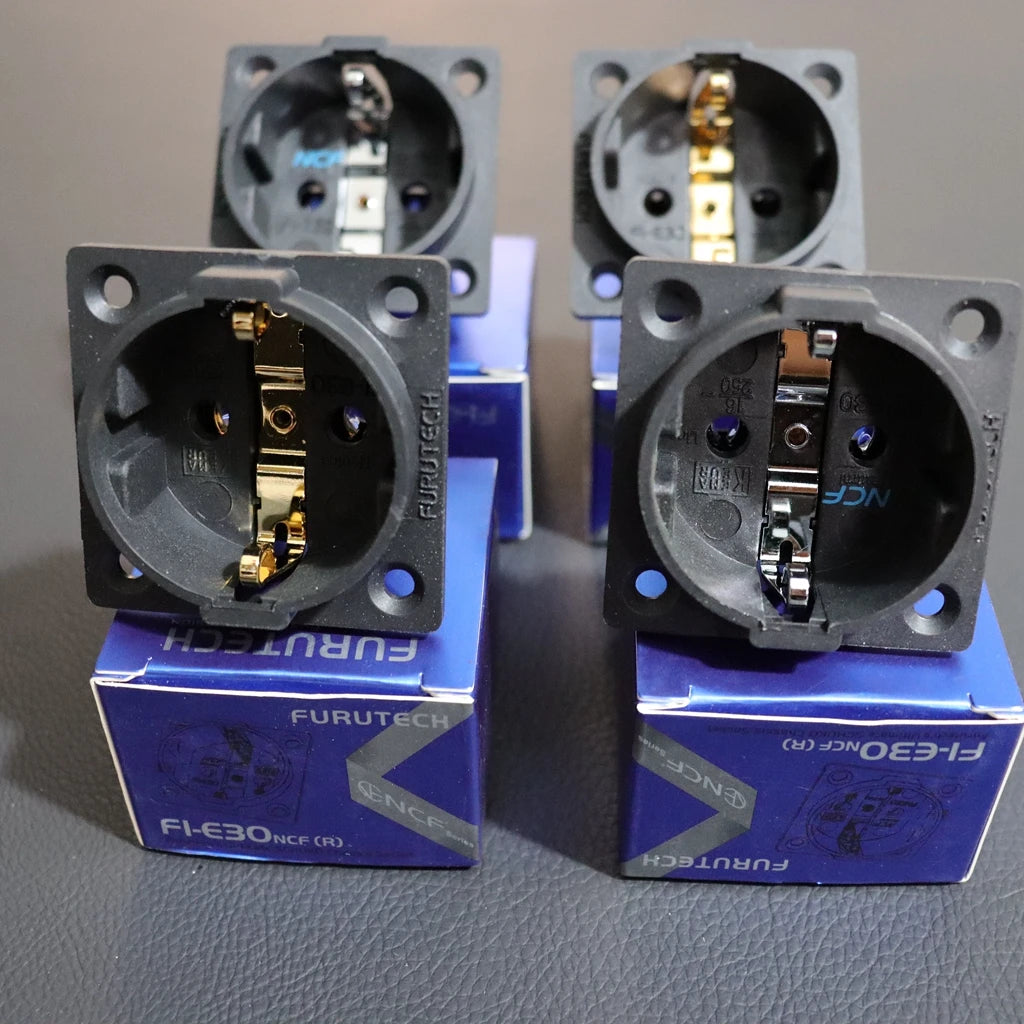 Japan Furutech Schuko FI-E30 NCF Nano Socket Copper Plated Rhodium/Gold EU Audio Power Plug HiFi Speaker IEC Chassis Tailstock