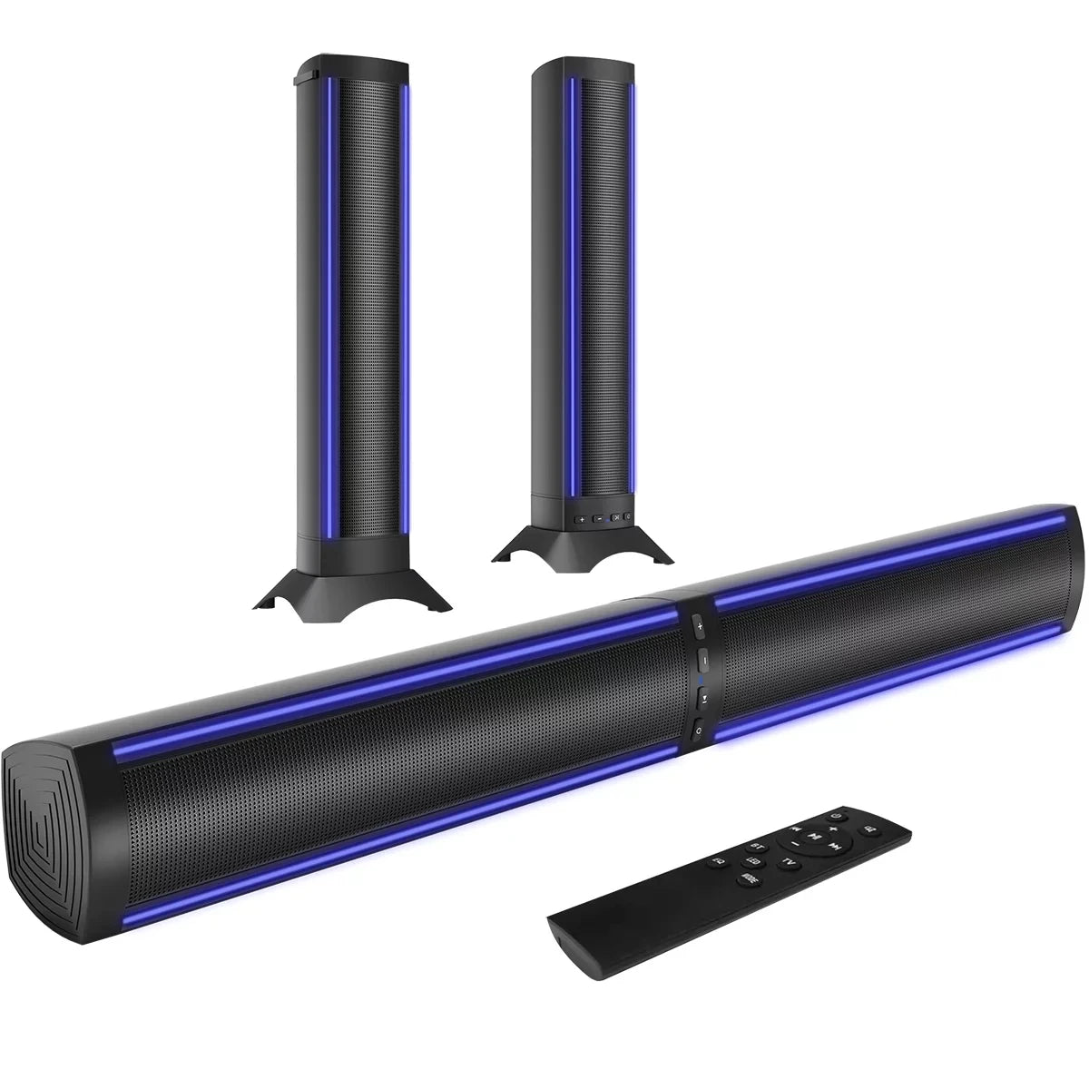 25in Sound Bars for TV Home Theater, Dual Subwoofers & 4 Speakers, 3D Stereo Surround Bluetooth System, Foldable Split Wireless