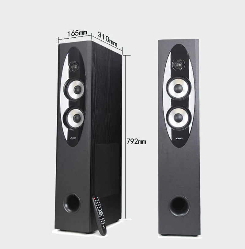 A Pair 8 Inch 120W High-Power Floor-Standing Three-Way Speaker With Dual Bass Home Theater Hifi Fever Bluetooth Active Speaker
