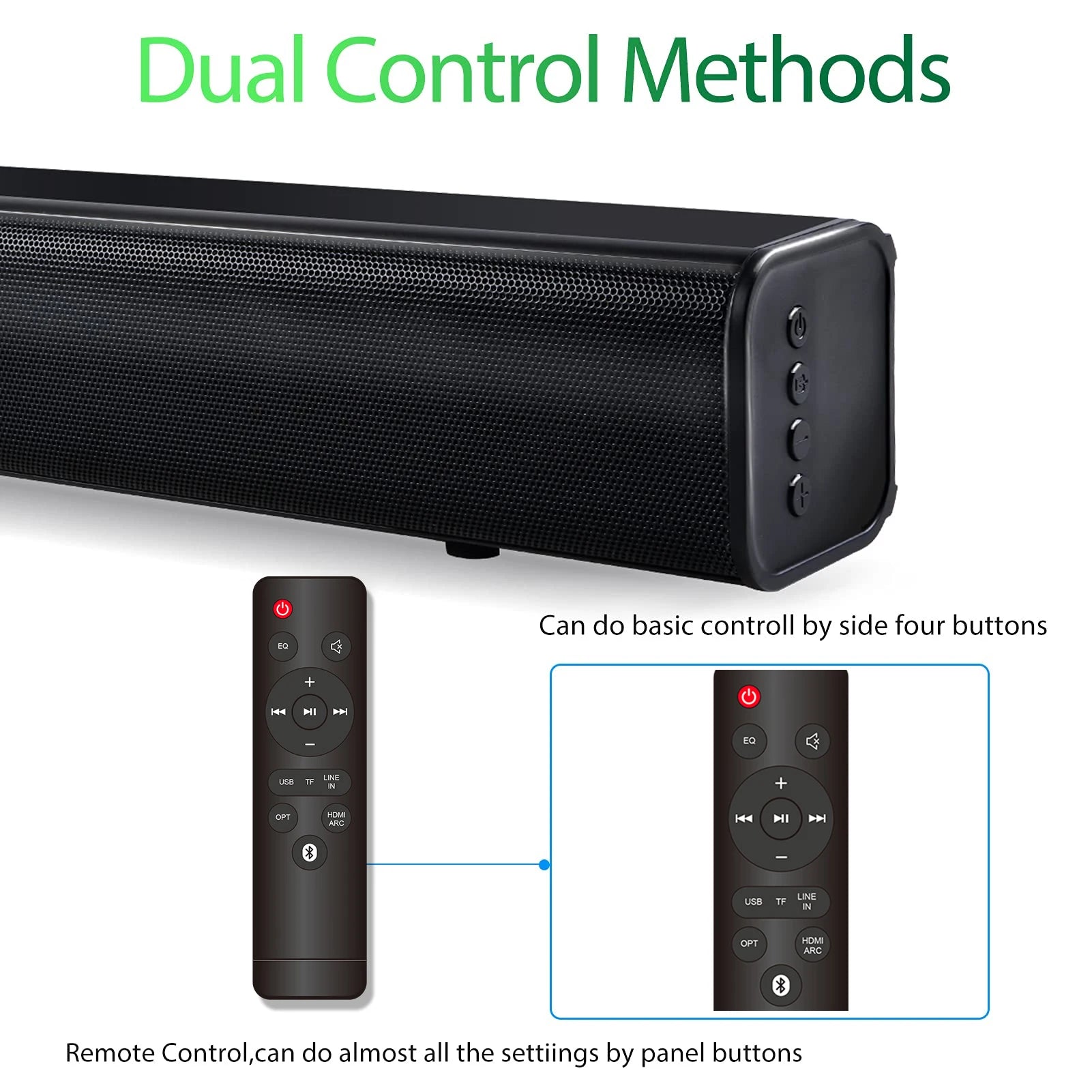 Bluetooth Speaker 100W Wireless Soundbar 20-Inch for TV Wall Mountable 3D Stereo Sound for Home Theater and Gaming Multiple Plug