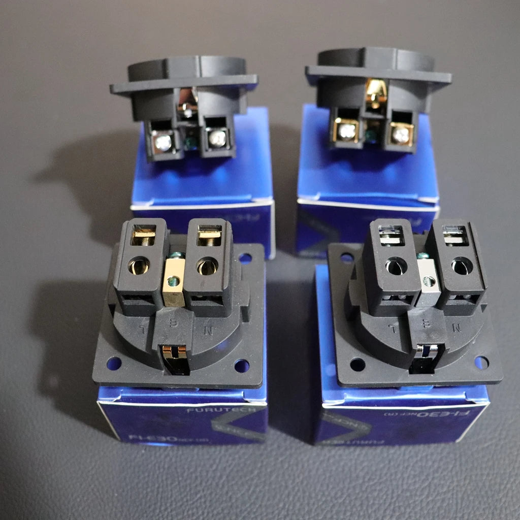 Japan Furutech Schuko FI-E30 NCF Nano Socket Copper Plated Rhodium/Gold EU Audio Power Plug HiFi Speaker IEC Chassis Tailstock