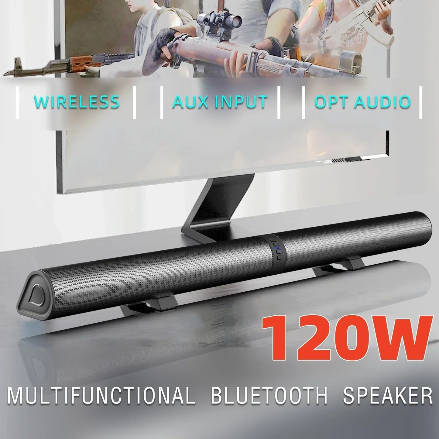 120W Connections Soundbar HIFI TV Bluetooth Speakers With 2-In-1 Detachable Home Cinema Shengba Sound System HDMI/AUX/BT/OPT/FM