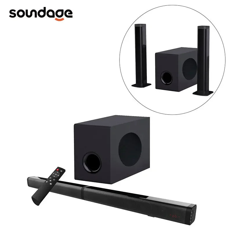 80W TV SoundBar 2.1 Bluetooth Speaker 5.0 Home Theater System 3D Surround Sound Bar Remote Control With Subwoofer for TV