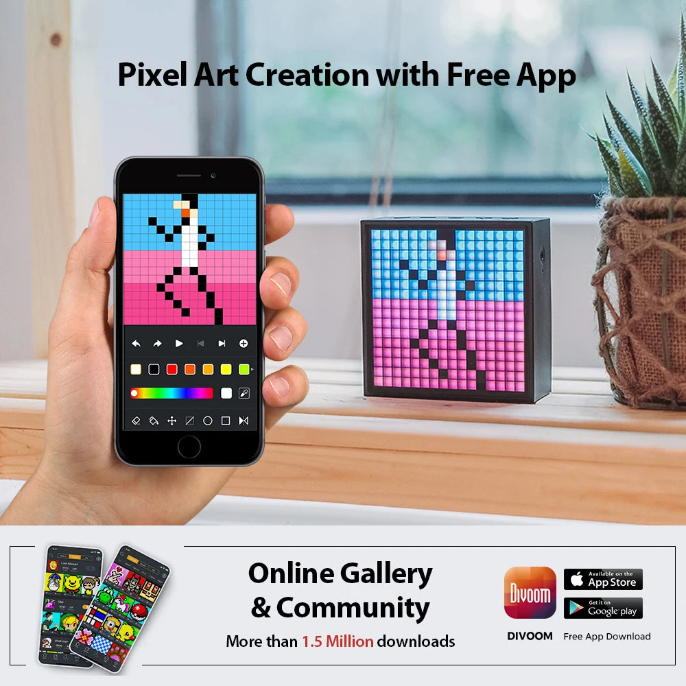 Divoom Timebox Evo Speakers Bluetooth Wireless With Clock Alarm Programmable LED Display for Pixel Art Creation Unique Gift