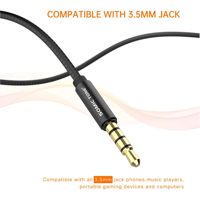 Somic Tone Earphone 1.2 M Earphones Wired 3.5mm With Mic for Sports Heavy Bass Headset Wired Earphones