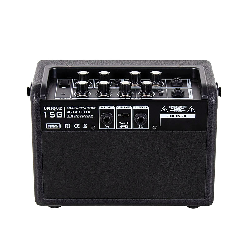 Coolmusic Electric Bass Guitar Amplifier Rechargeable Bluetooth Speaker Built in Distortion Reverb With Gain Bass Treble Volume