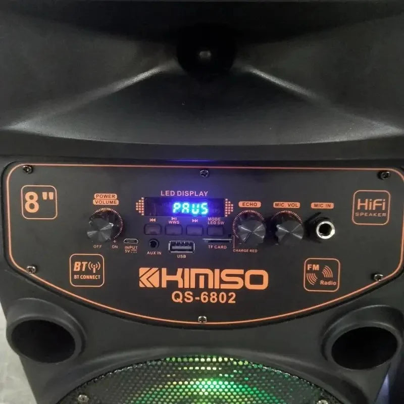 QS 6802 Outdoor Party Active Bluetooth Speaker 8 Inch Wireless Portable 2000W Peak Power Subwoofer Column Radio Speaker With Mic