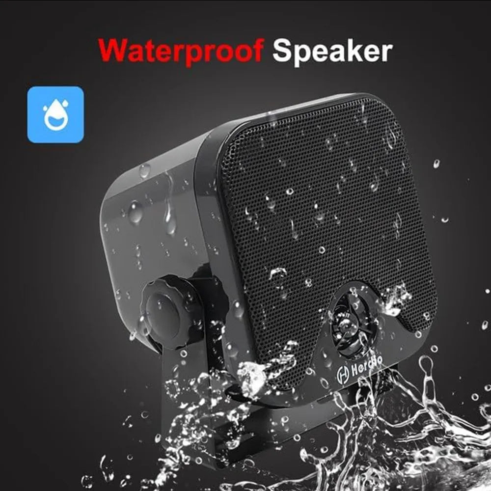 Herdio 4‘’ Marine Box Bluetooth Speakers Compact Waterproof Audio Sound System With 100 Watt Power for Boat Golf Cart Jeep ATV