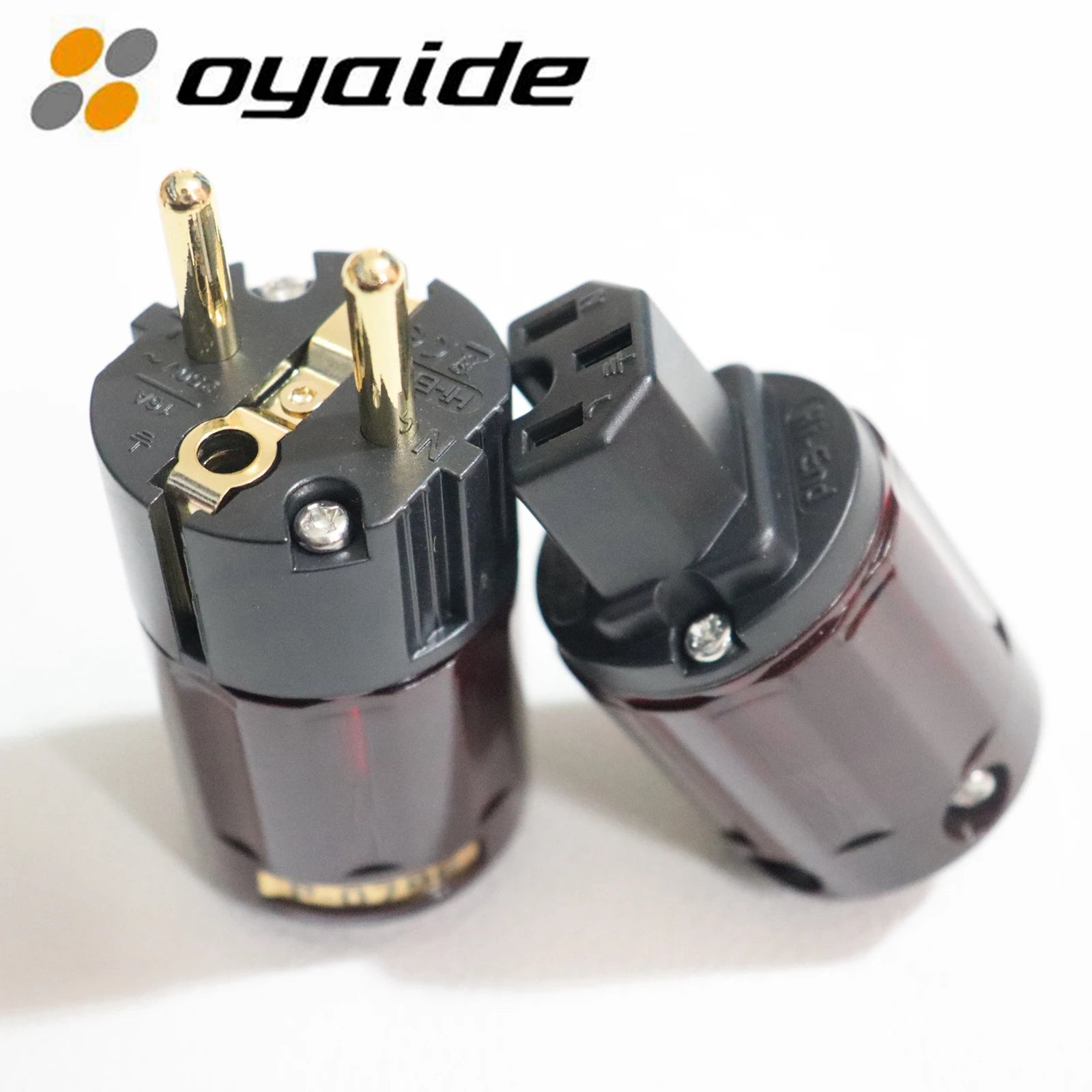 1pair Oyaide Power Plug Schuko Europe EU/US HiFi Power Cable Connector 24k Gold Plated Audio Connector Female-Male DIY Audio