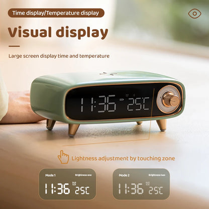 15W Wireless Fast Charging Multi-Function Bluetooth Speaker Six-In-One Bedside Charging Night Light Alarm Clock Temperature Disp