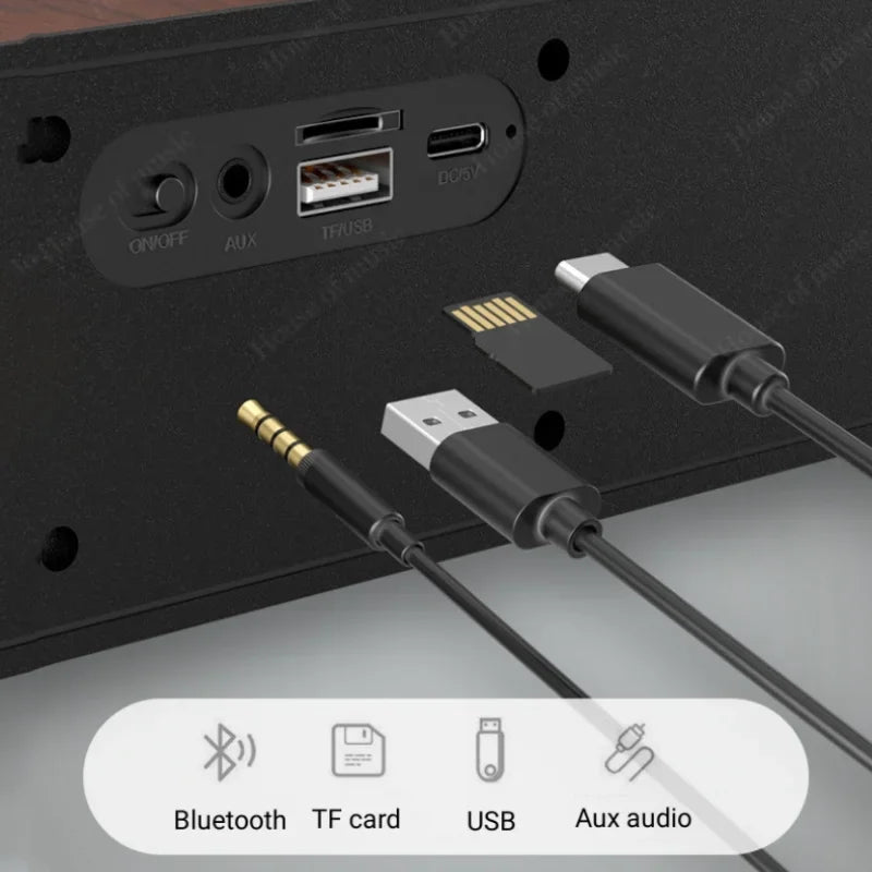 Luxurious Sound Experience 2024 New Stylish Retro Home Wireless Bluetooth Speakers Portable Double Horns Stereo Bar Sound Box