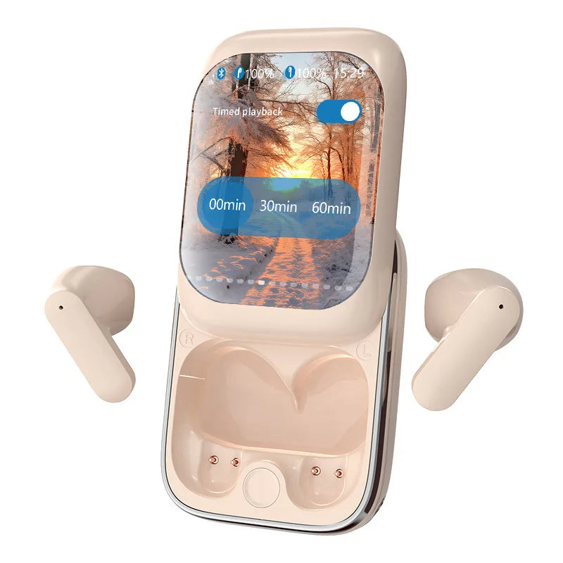 Intelligent Full-Color Touch Screen Slider Earphones  Wireless Bluetooth In-Ear Noise Canceling Ultra-Long Standby Earbuds