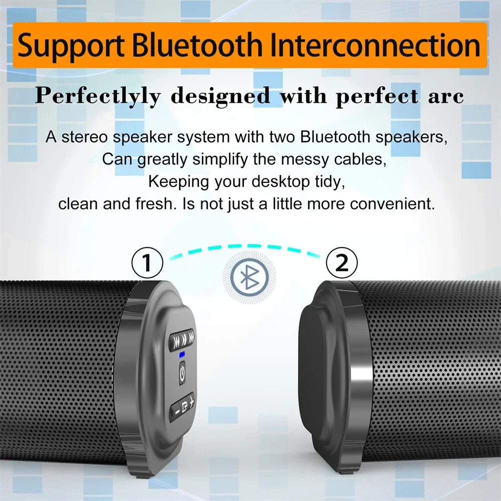 20W Soundbar Bluetooth Speaker Desktop Home TV Outdoor Super Power Sound TV Projector Subwoofer Portable Sound Bar