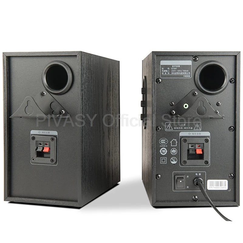 20W 4Inch Wireless Bluetooth Bookshelf Speaker High Fidelity Home Theater Subwoofer Wall Mounted Wooden LoudSpeaker for Computer