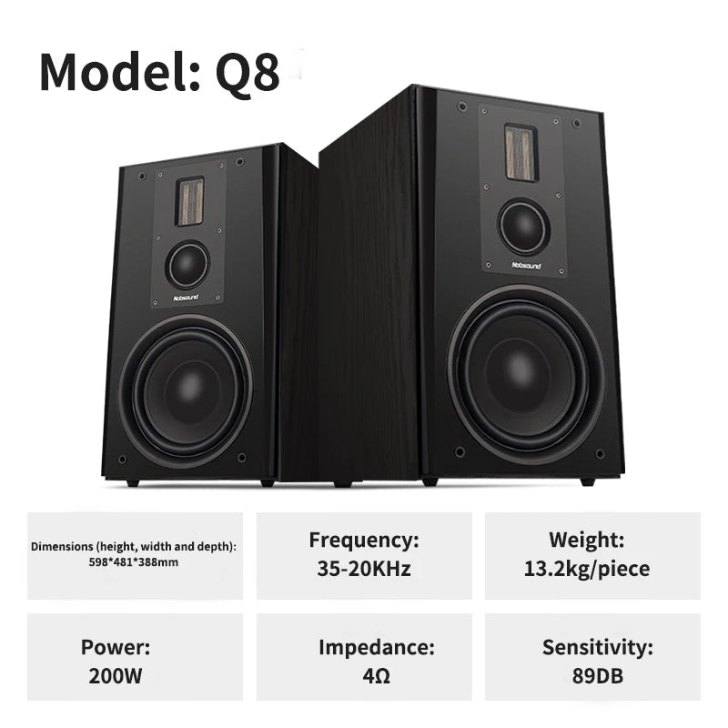 200W 8-Inch High-Power Speaker Three-Way Bookshelf Speaker Hifi Fever Audio Passive Home Theater Enthusiast Speaker