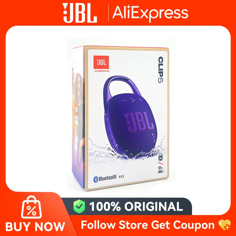 JBL Clip 5 Clip5 Ultra Portable Bluetooth Speaker Outdoor Mini Speaker Multi-Speaker Connection IP67 Waterproof 12 Hour Playtime